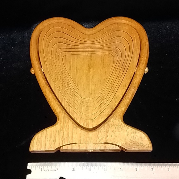 Lot of 2 Collapsible Heart shape wooden bowls - Picture 5 of 9